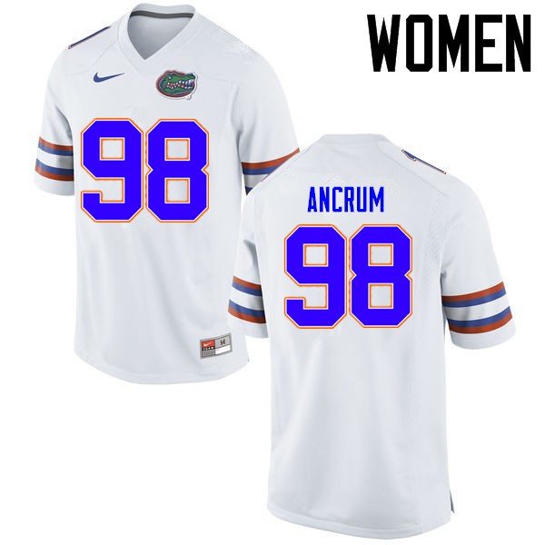 Florida Gators Women #98 Luke Ancrum College Football Jersey White